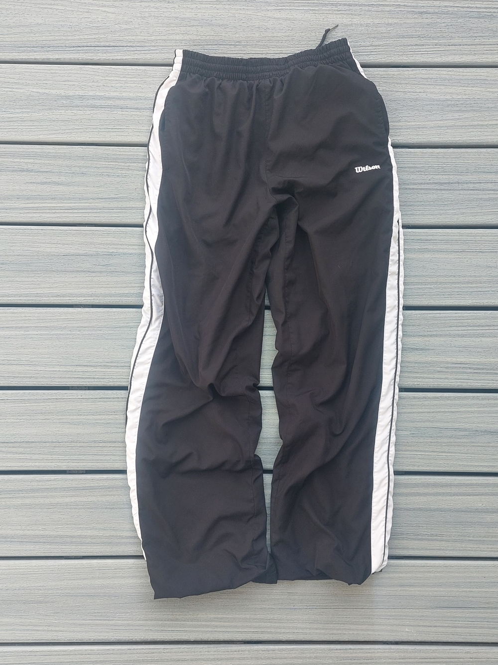 Wilson Black Track Pants with White Side Stripes S Y2k